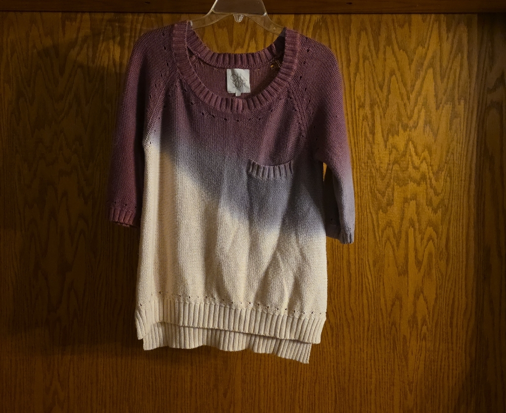 Chaps Women's Sweater in Purple and Cream Ombre